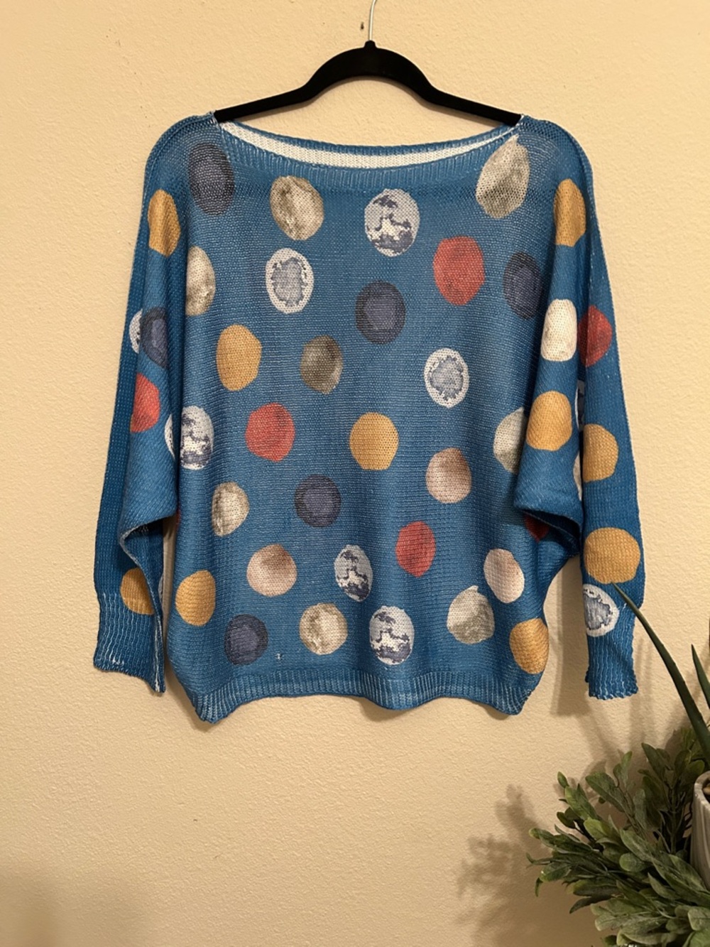 Gigi Moda Blue Polka Dot Lightweight Women's Sweater